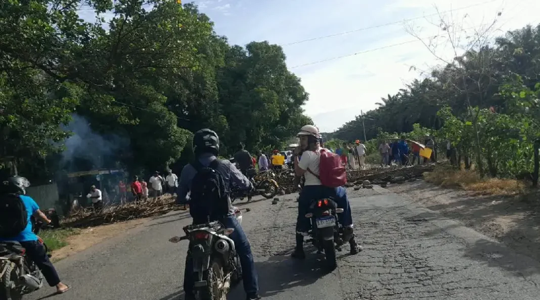 Campesinos bloquean la carretera CA-13 en Tocoa para exigir desalojo de finca
